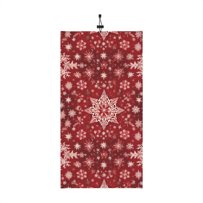 Red Snowflake Neck Gaiter – Winter Face Cover with Adjustable Drawstring