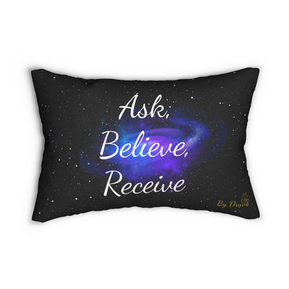 Pillow, Rectangle Pillow, Ask, Believe, Receive, Law of Attraction, Home Deco, Living Room Spun Polyester Lumbar Pillow