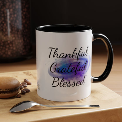 Two Tone Inspirational Mug, Gratitude Mug, Blessed, Grateful, Thankful Mug, Daily Inspirational