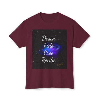 Camiseta Unisex de Algodón Desea, Pide, Cree, Recibe  - Ley de Atracción, Pensamiento Positivo, Ropa Diarias