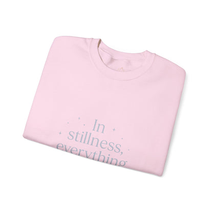 In Stillness, Everything Shines – Minimalist Winter Quote Sweatshirt