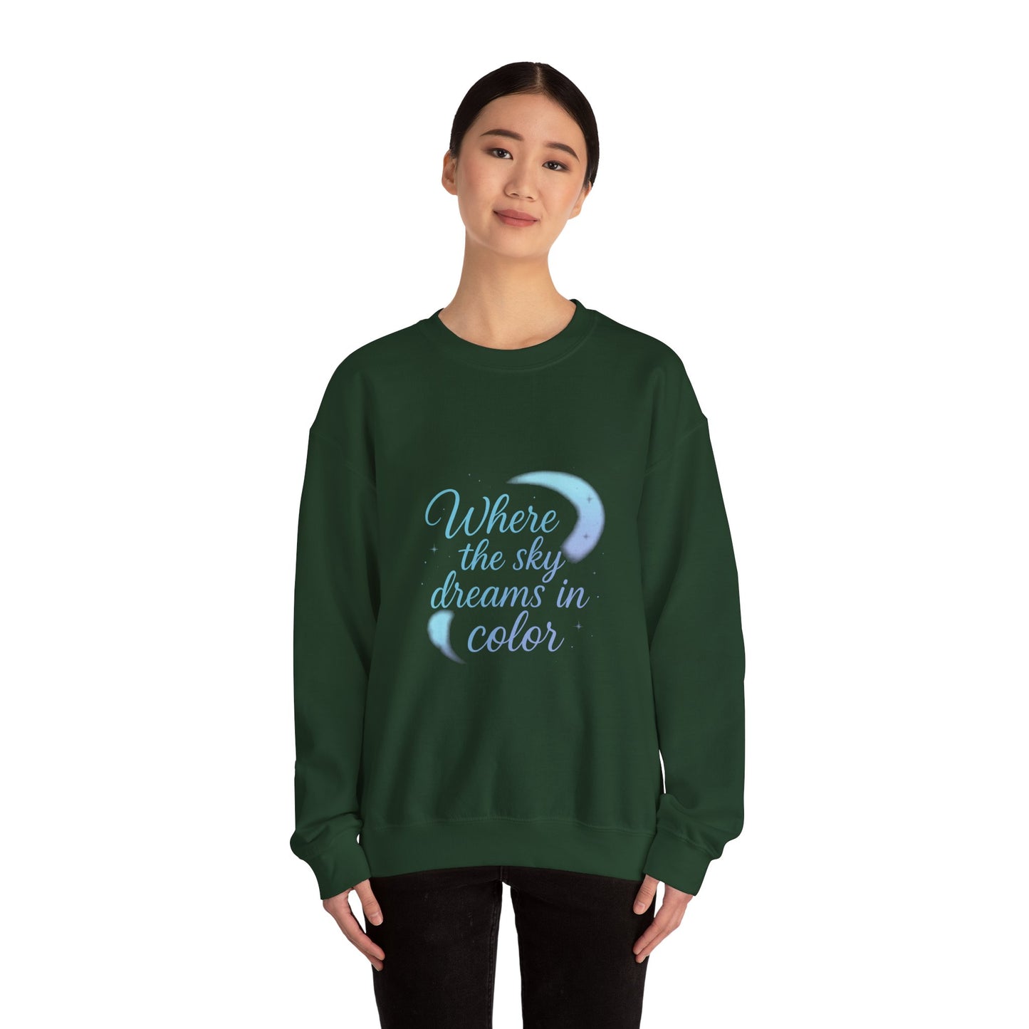 Where the Sky Dreams in Color – Celestial Moon Sweatshirt (Unisex, Multicolor Print)