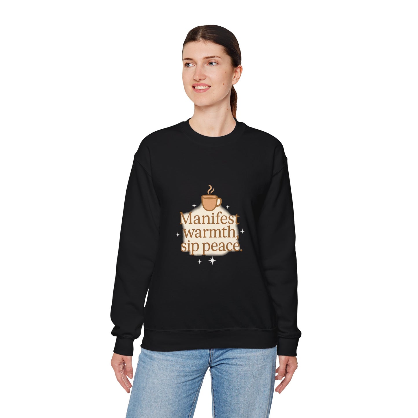 Manifest Warmth, Sip Peace – Cozy Winter Affirmation Sweatshirt (Unisex)