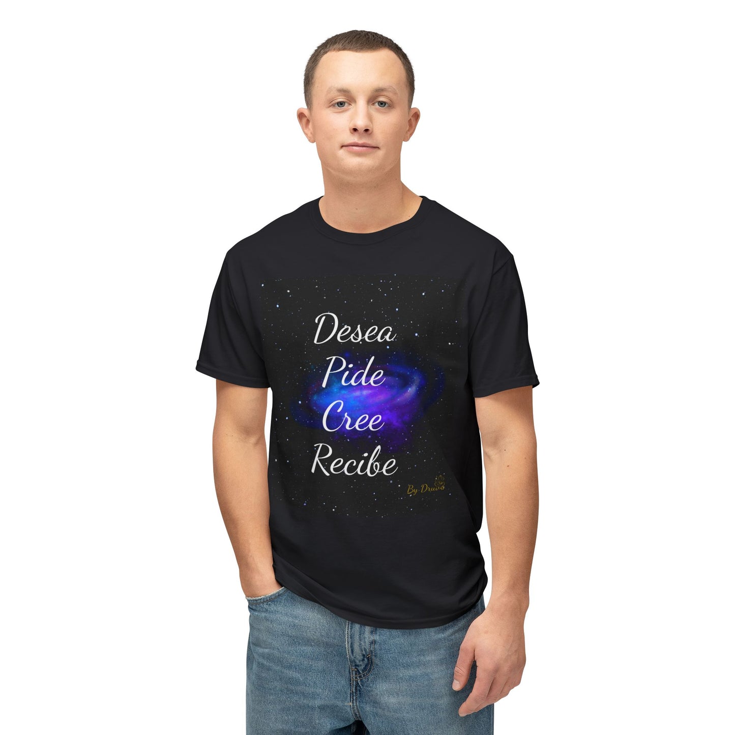 Camiseta Unisex de Algodón Desea, Pide, Cree, Recibe  - Ley de Atracción, Pensamiento Positivo, Ropa Diarias