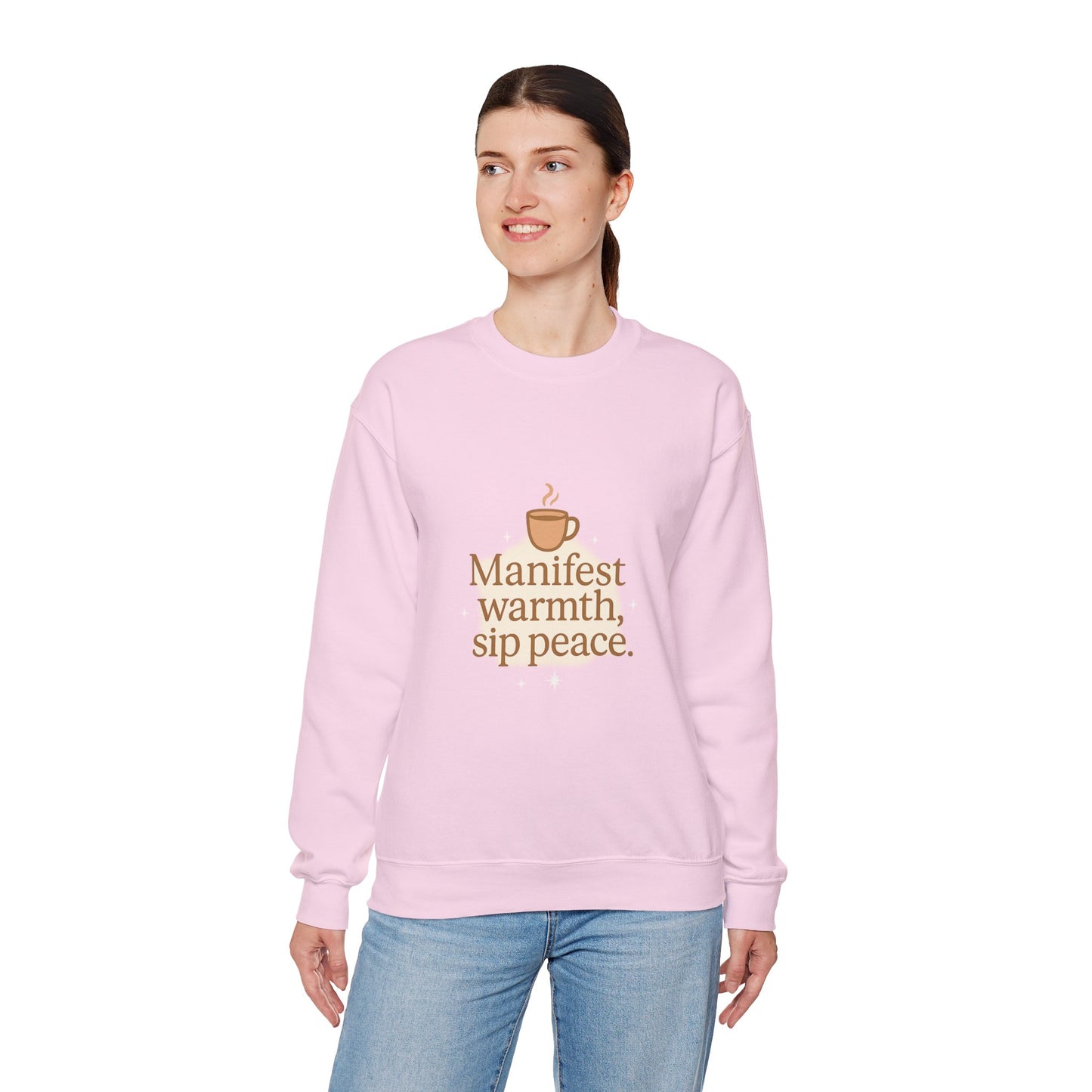 Manifest Warmth, Sip Peace – Cozy Winter Affirmation Sweatshirt (Unisex)