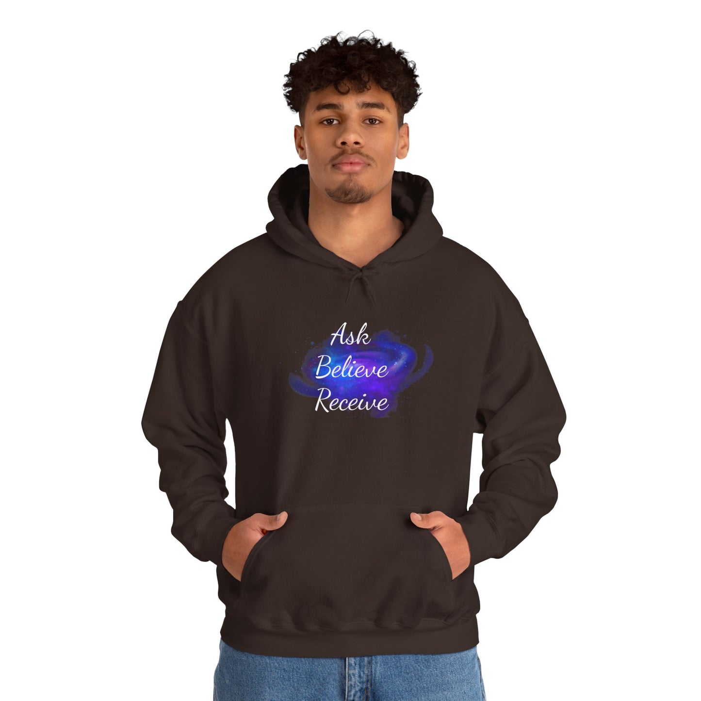 Ask Believe Receive Hoodie | Spiritual Manifestation Sweatshirt for Meditation & Mindfulness