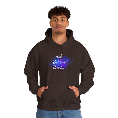 Ask Believe Receive Hoodie | Spiritual Manifestation Sweatshirt for Meditation & Mindfulness