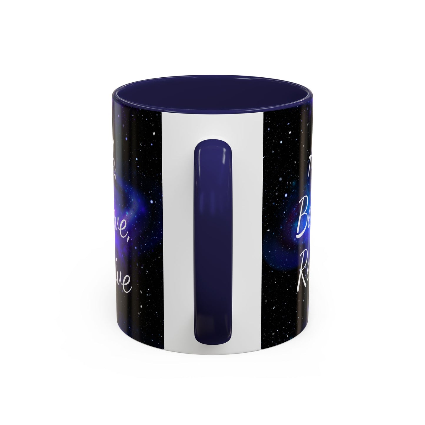 Ask. Believe. Receive. Two-Tone Mug – Cosmic Affirmation Coffee Cup