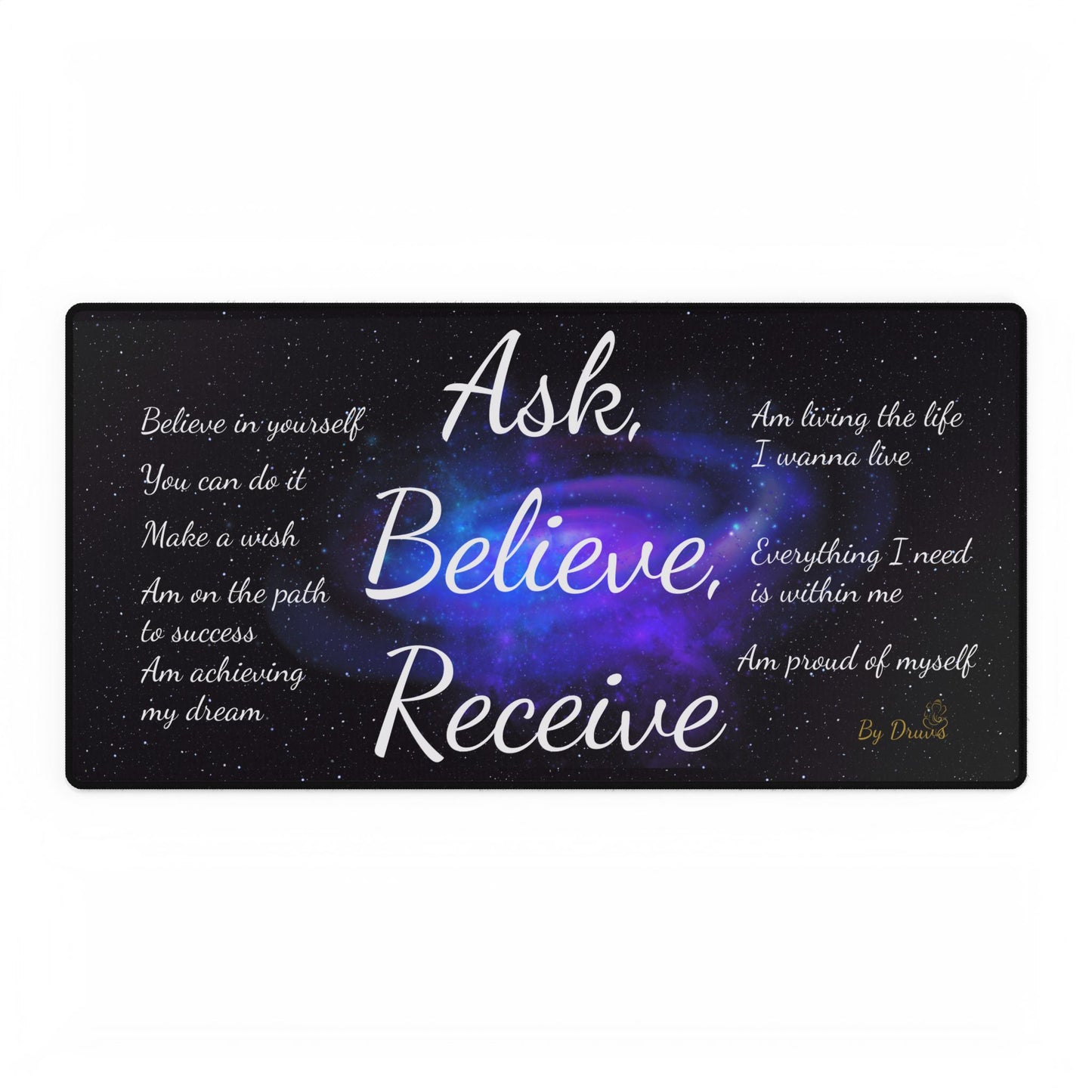 Desk Mat with Inspirational Quotes, Law of Attraction, Ask Believe Receive