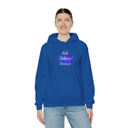 Ask Believe Receive Hoodie | Spiritual Manifestation Sweatshirt for Meditation & Mindfulness