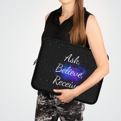 Ask. Believe. Receive. Laptop Sleeve – Cosmic Law of Attraction Tech Case by Druvs