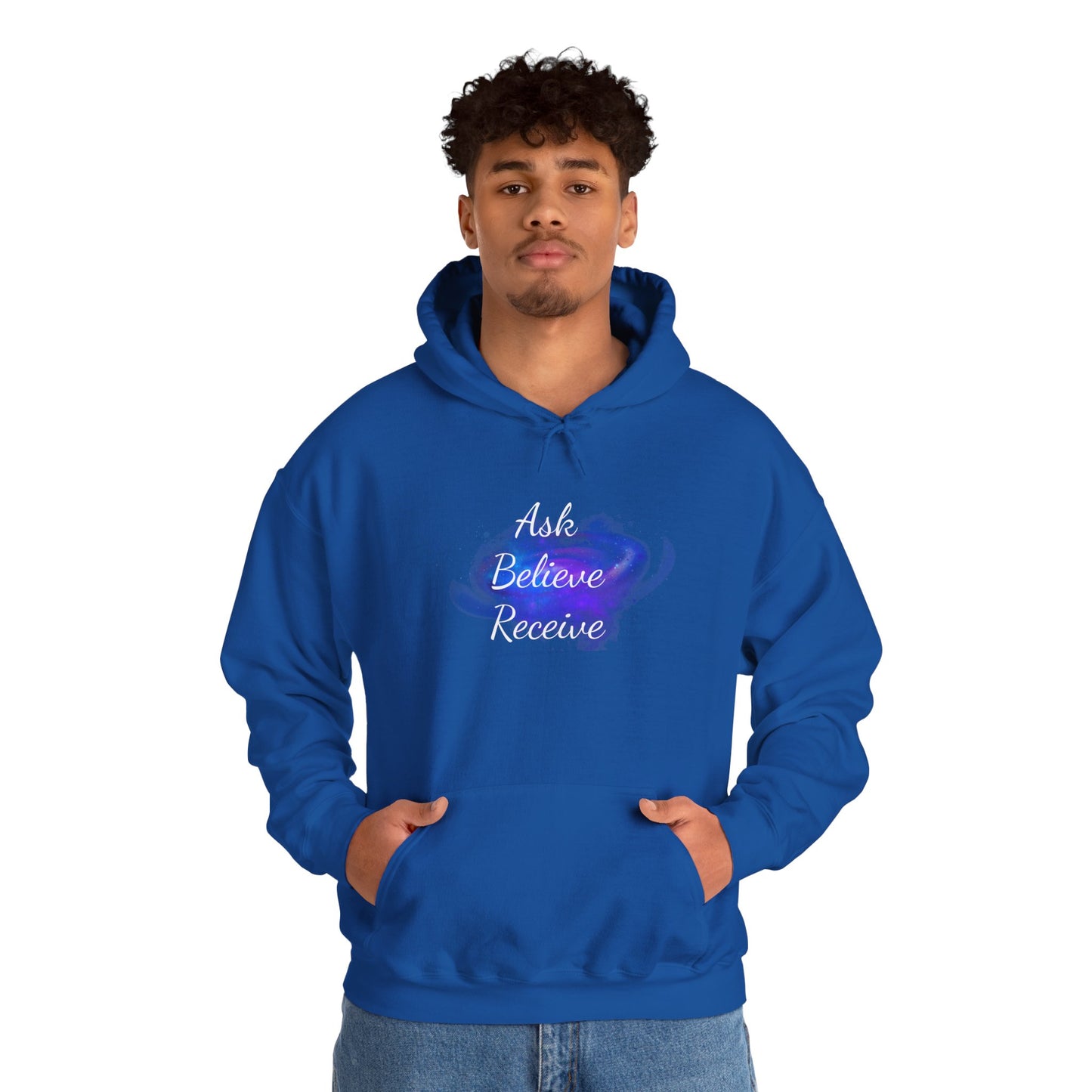 Ask Believe Receive Hoodie | Spiritual Manifestation Sweatshirt for Meditation & Mindfulness