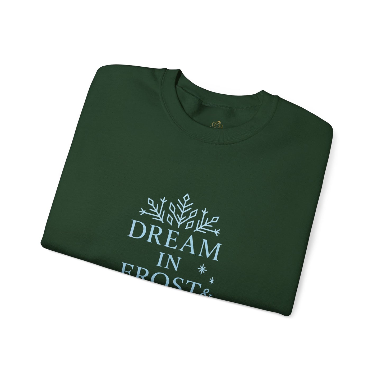 Dream in Frost & Light – Navy Winter Affirmation Sweatshirt | Cozy Snowflake Edition