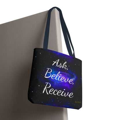 Ask Believe Receive Tote Bag – Manifestation Galaxy Shopper by Druvs