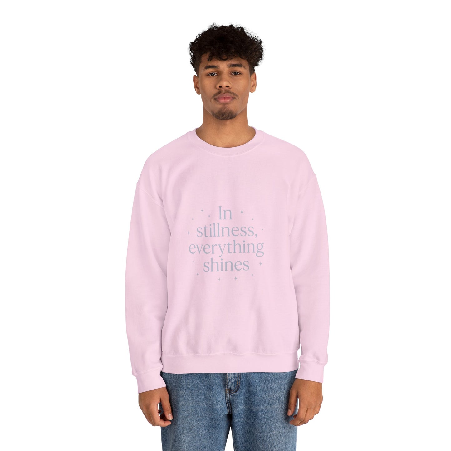In Stillness, Everything Shines – Minimalist Winter Quote Sweatshirt