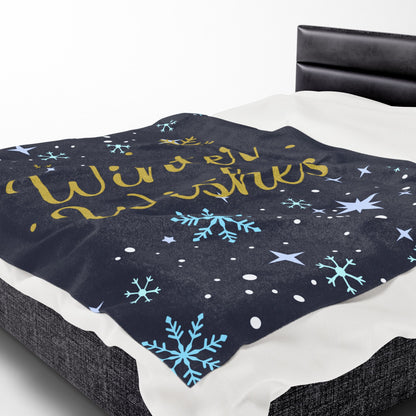 Winter Wishes Sherpa Blanket – Cozy Fleece Throw for Christmas & Winter Decor