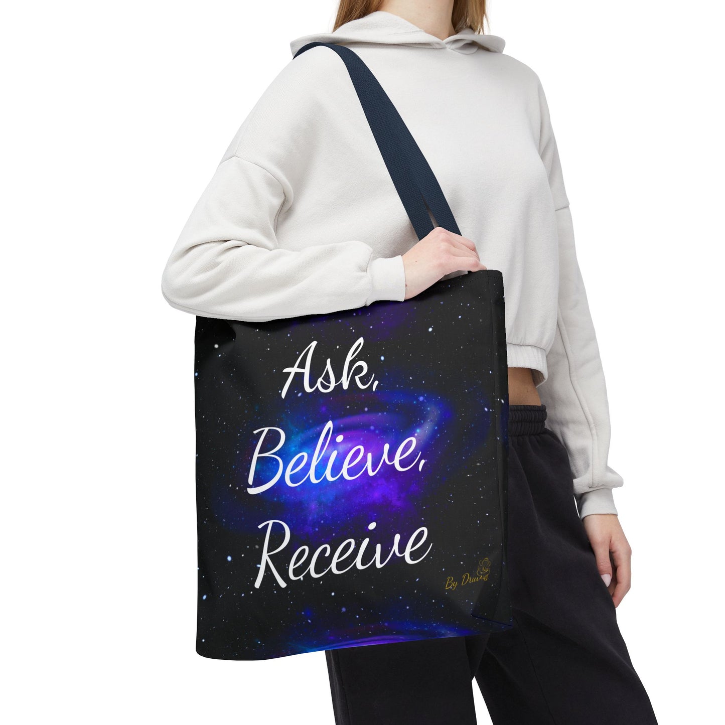 Ask Believe Receive Tote Bag – Manifestation Galaxy Shopper by Druvs