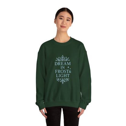 Dream in Frost & Light – Navy Winter Affirmation Sweatshirt | Cozy Snowflake Edition