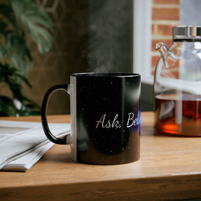 Elegant Coffee Mug Two Tone, Ask, Believe, Receive, Law of Attraction, Gift