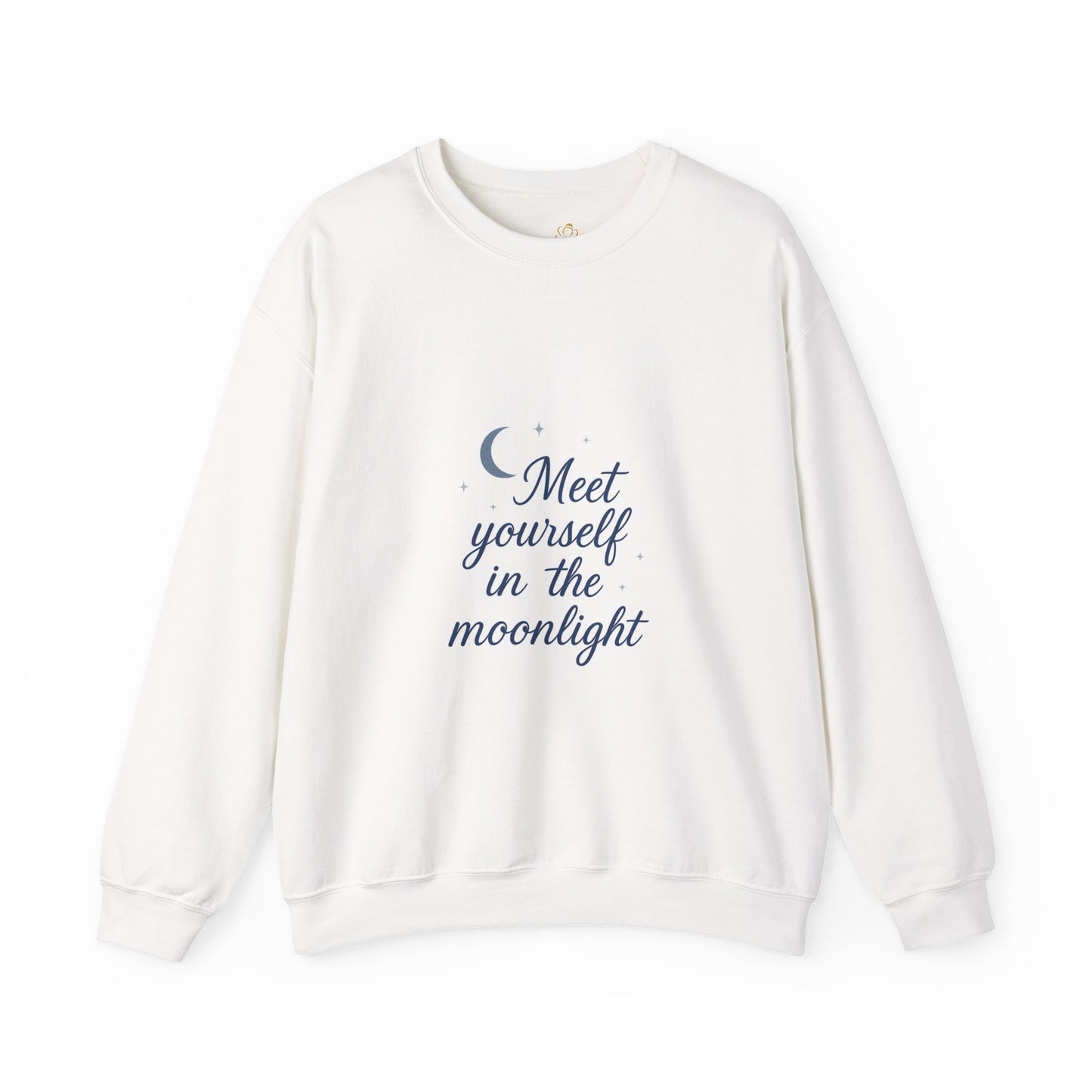 Meet Yourself in the Moonlight – Self-Reflection Quote Sweatshirt (Unisex)