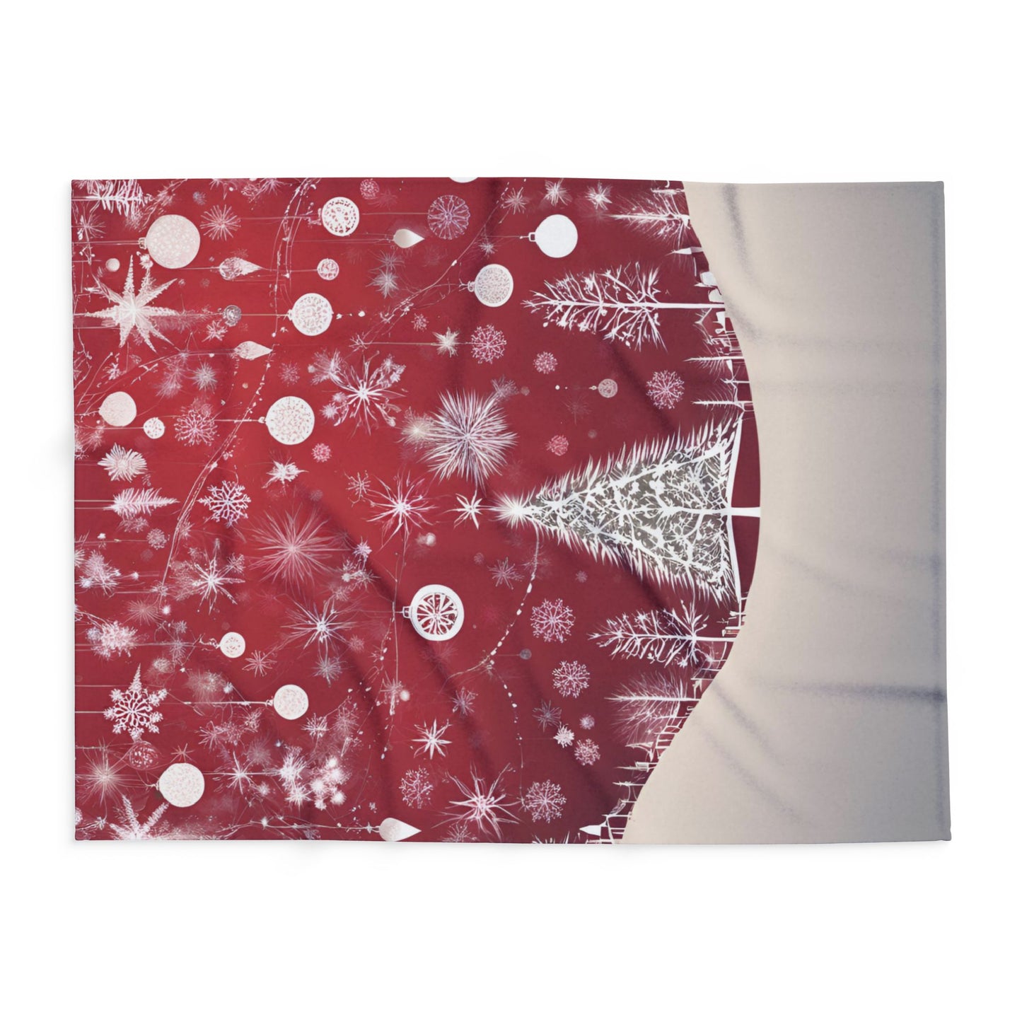 Fleece Red Blanket Christmas Tree Snowflake Pattern