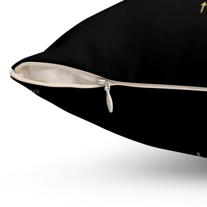 Shine, Flow, Prosper Luxe Cushion – Elegant Gold Affirmation Pillow by Druvs