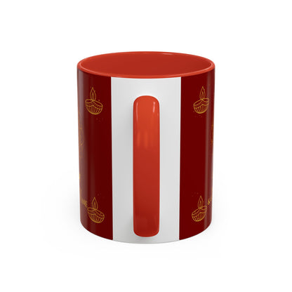 Shubh Labh Mug – Prosperity & Good Fortune Diwali Mug with Mandala & Diyas (Red & Gold)