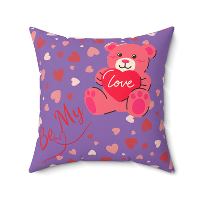 Be My Love – Valentine’s Teddy Cushion Pillow in Purple with Hearts