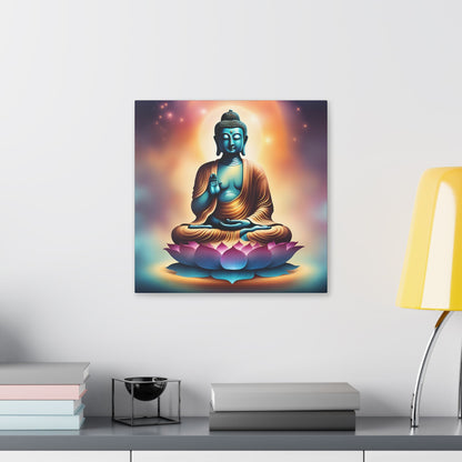 Vibrant Cosmic Buddha Canvas – Spiritual Wall Art for Zen Spaces