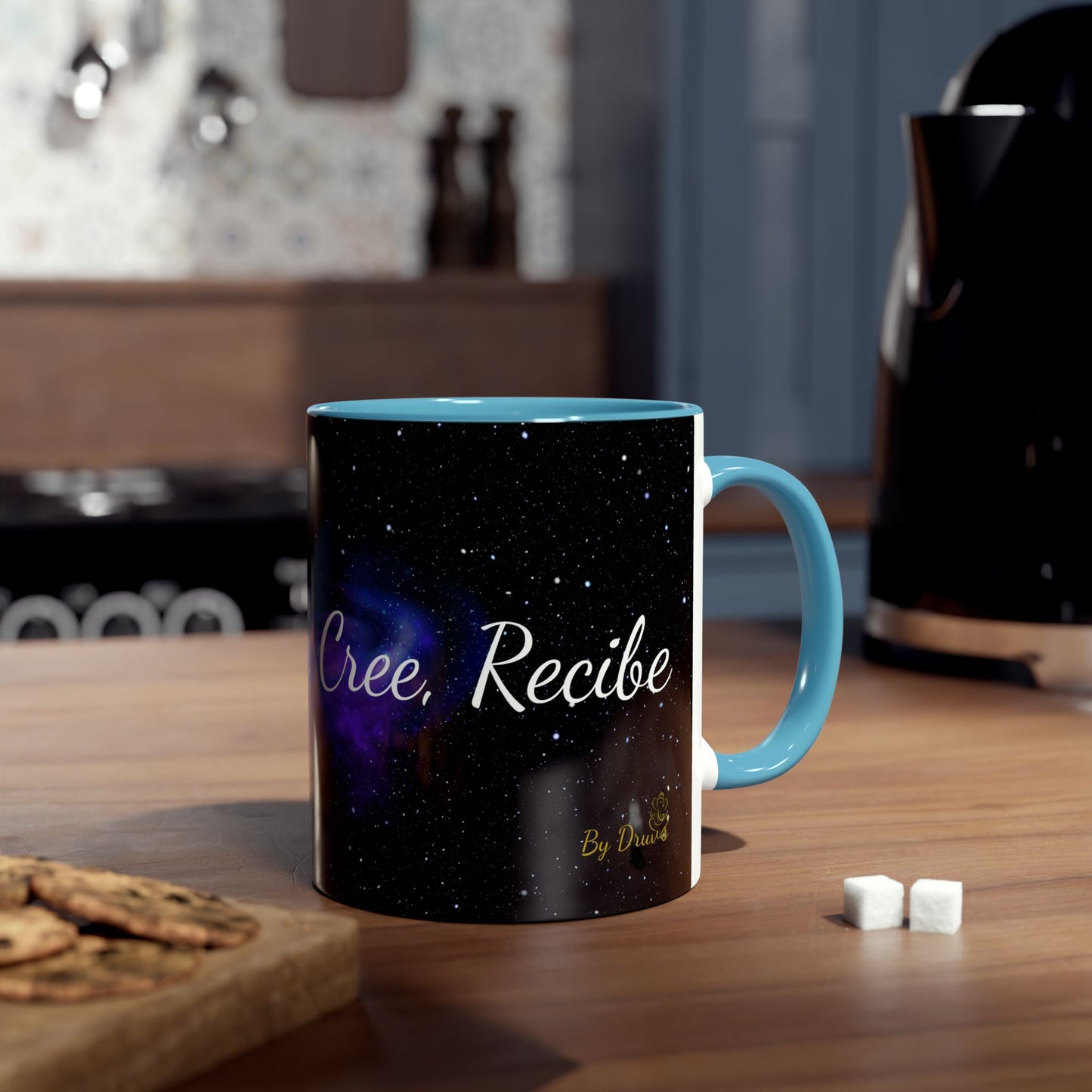 Elegante taza   "Desea, Pide, Cree, Recibe", afirmación de la ley de la atracción, ideas de regalos, frases inspiradoras.