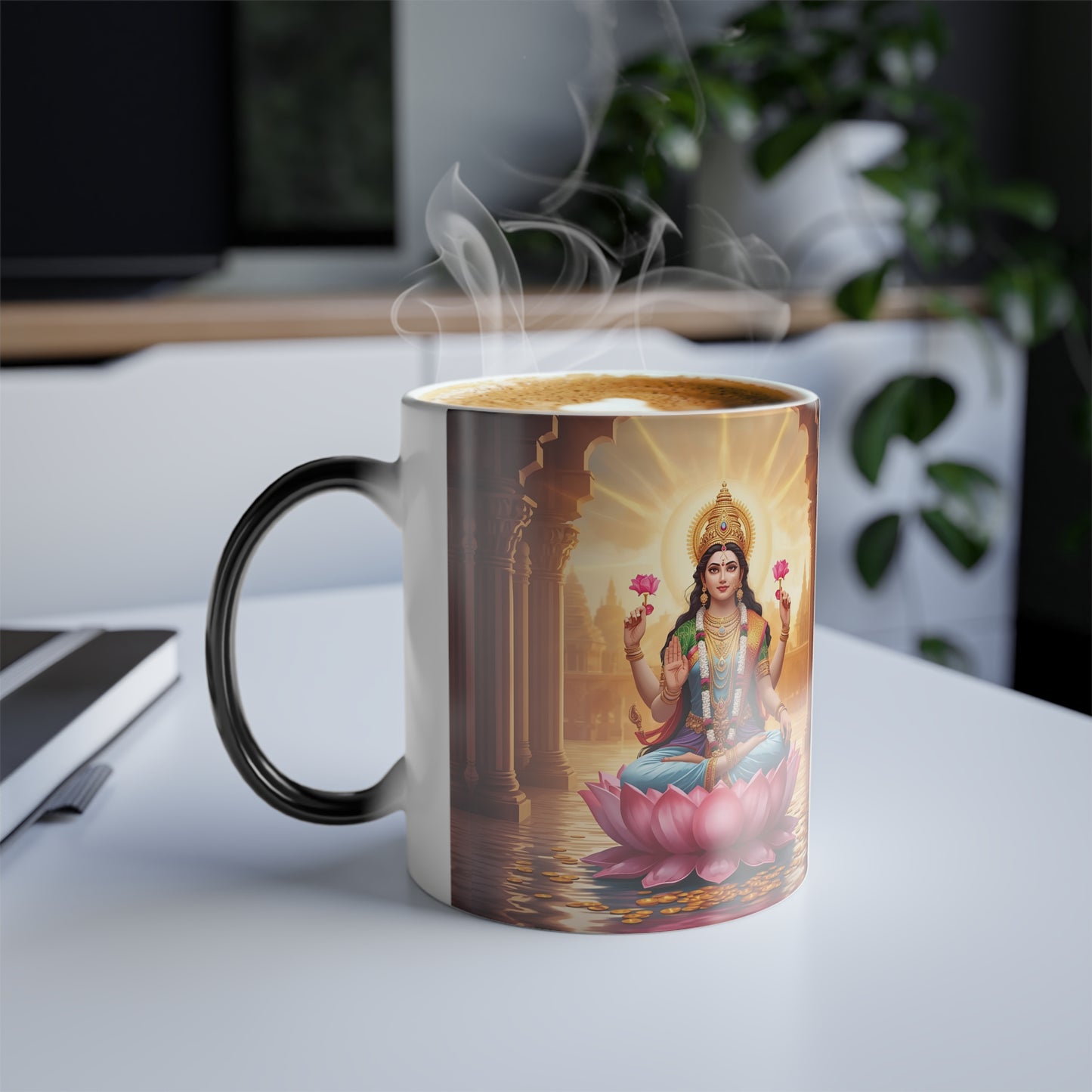Lakshmi Magic Mug | Color Changing Mug, Goddess Lakshmi Coffee Cup, Hindu Gift, Prosperity & Abundance Mug, Spiritual Drinkware