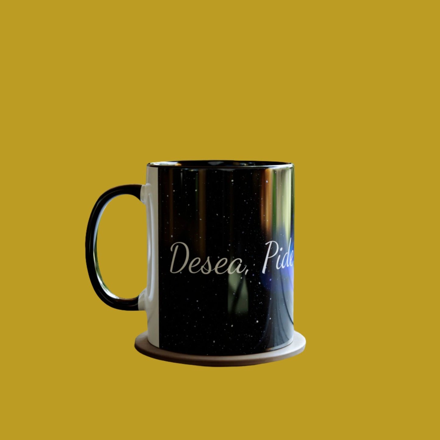 Elegante taza   "Desea, Pide, Cree, Recibe", afirmación de la ley de la atracción, ideas de regalos, frases inspiradoras.