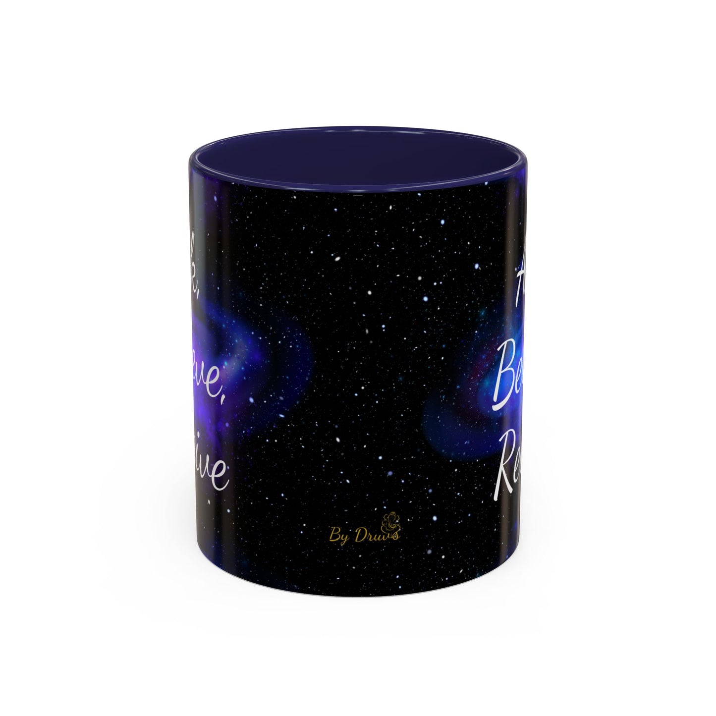 Ask. Believe. Receive. Two-Tone Mug – Cosmic Affirmation Coffee Cup