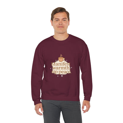 Manifest Warmth, Sip Peace – Cozy Winter Affirmation Sweatshirt (Unisex)
