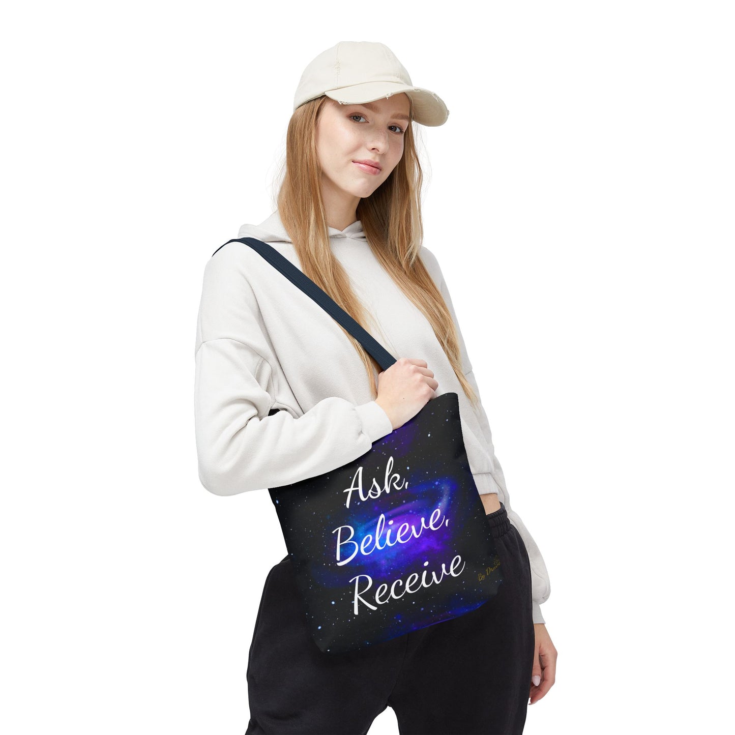 Ask Believe Receive Tote Bag – Manifestation Galaxy Shopper by Druvs