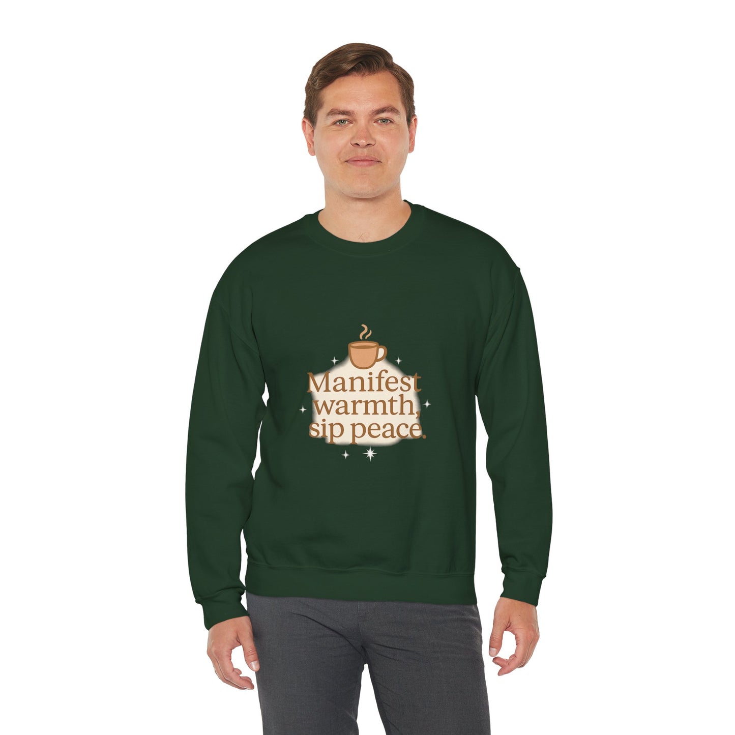 Manifest Warmth, Sip Peace – Cozy Winter Affirmation Sweatshirt (Unisex)