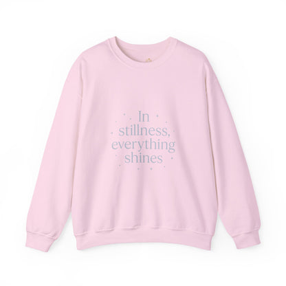 In Stillness, Everything Shines – Minimalist Winter Quote Sweatshirt