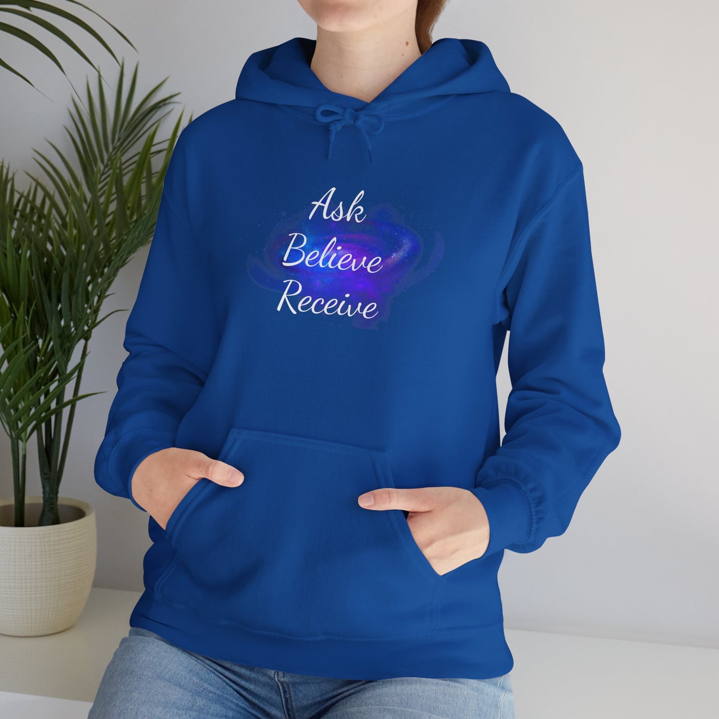Ask Believe Receive Hoodie | Spiritual Manifestation Sweatshirt for Meditation & Mindfulness