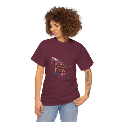Shine Flow Prosper T-Shirt – Cosmic Manifestation Tee by Druvs