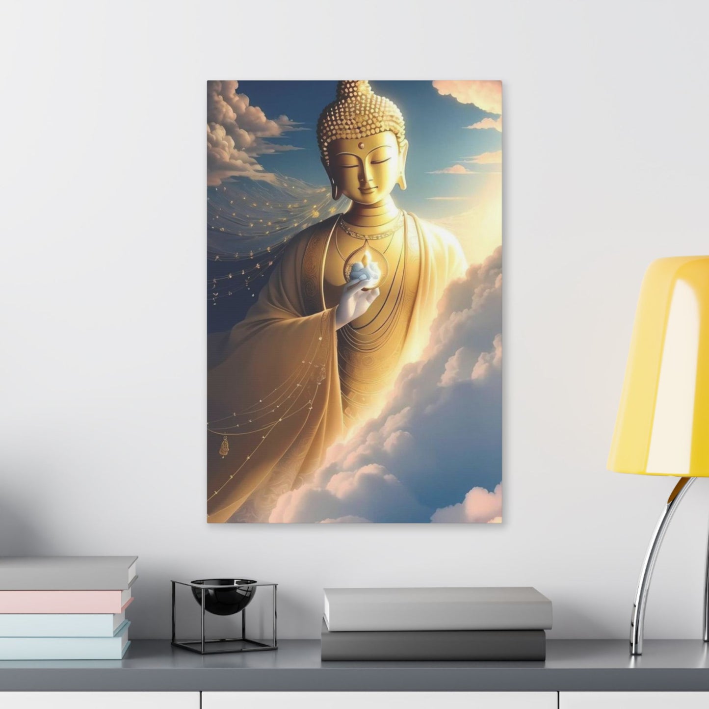 Golden Buddha Canvas – Enlightenment Wall Art for Sacred Spaces