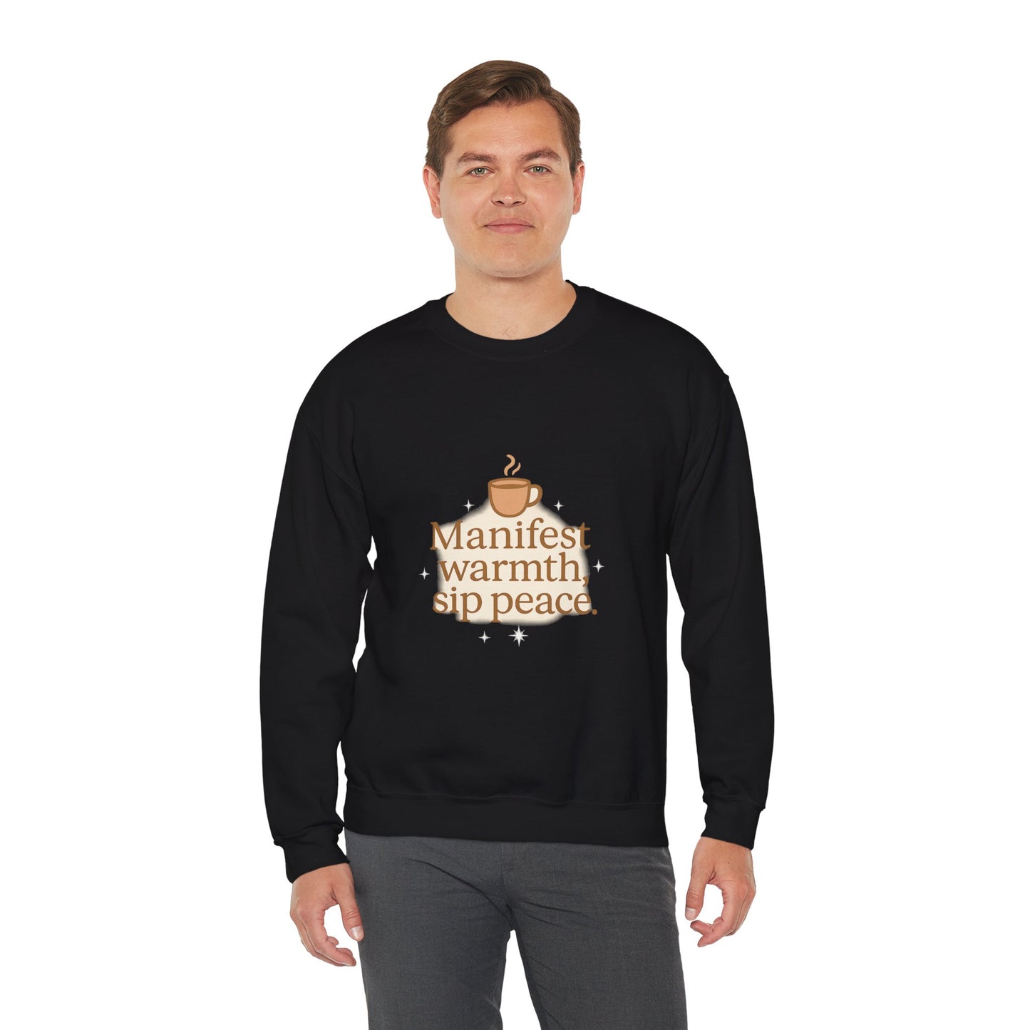 Manifest Warmth, Sip Peace – Cozy Winter Affirmation Sweatshirt (Unisex)