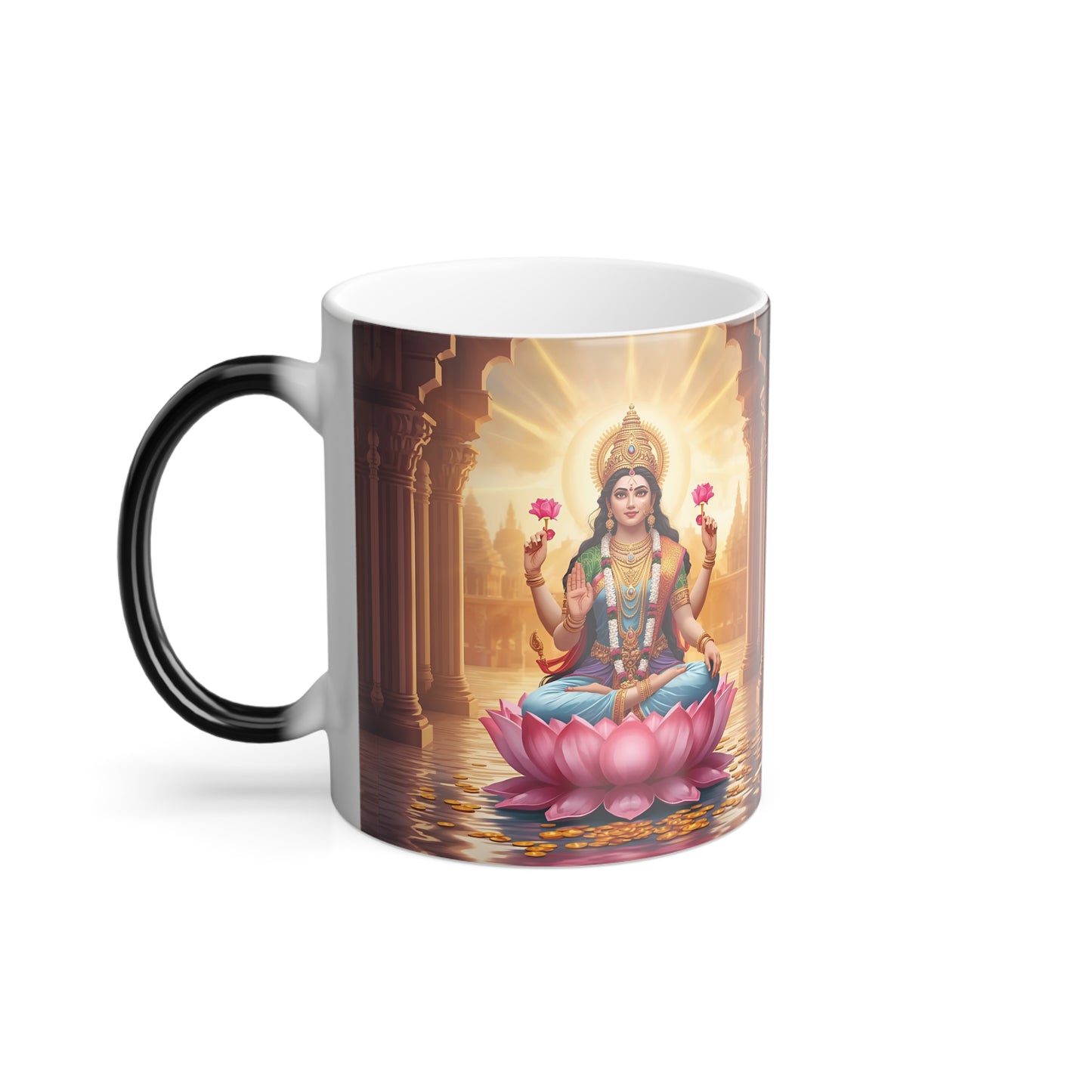 Lakshmi Magic Mug | Color Changing Mug, Goddess Lakshmi Coffee Cup, Hindu Gift, Prosperity & Abundance Mug, Spiritual Drinkware