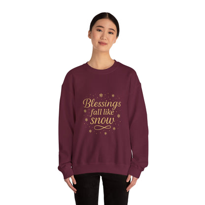 Blessings Fall Like Snow – Cozy Winter Affirmation Sweatshirt (Unisex)