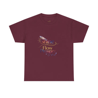 Shine Flow Prosper T-Shirt – Cosmic Manifestation Tee by Druvs