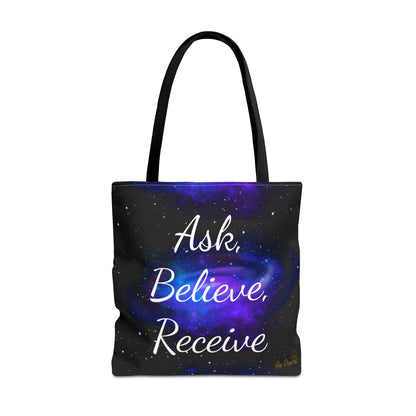 Ask Believe Receive Tote Bag – Manifestation Galaxy Shopper by Druvs