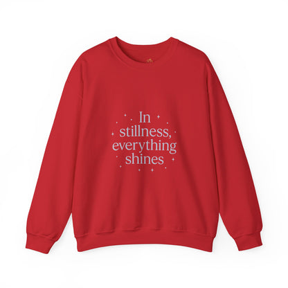 In Stillness, Everything Shines – Minimalist Winter Quote Sweatshirt