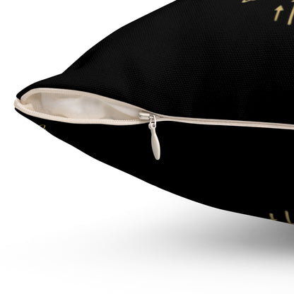 Shine, Flow, Prosper Luxe Cushion – Elegant Gold Affirmation Pillow by Druvs