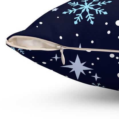 Winter Wishes Throw Pillow – Navy & Gold Christmas Cushion for Cozy Holiday Decor