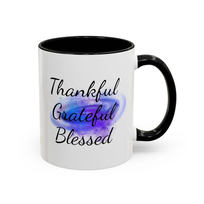 Two Tone Inspirational Mug, Gratitude Mug, Blessed, Grateful, Thankful Mug, Daily Inspirational