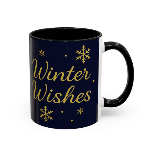 Winter Wishes Mug – Festive Black Accent Holiday Cup for Hot Cocoa & Gifting